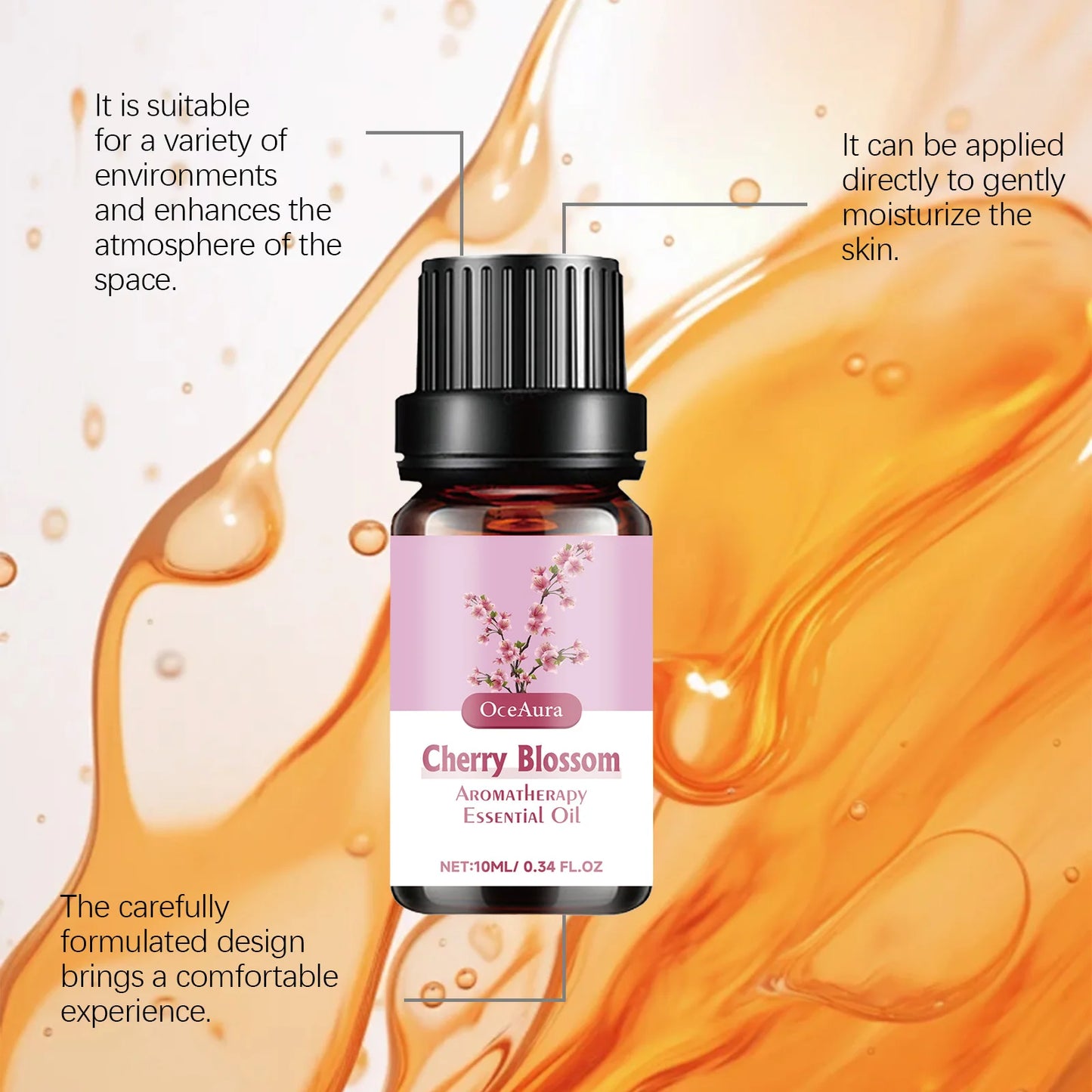 Oceaura Massage Skin Essential Oil Relax Anxiety Stress Relief Disomfort Nourishing Skin Soothing Floral Scent Essential Oil