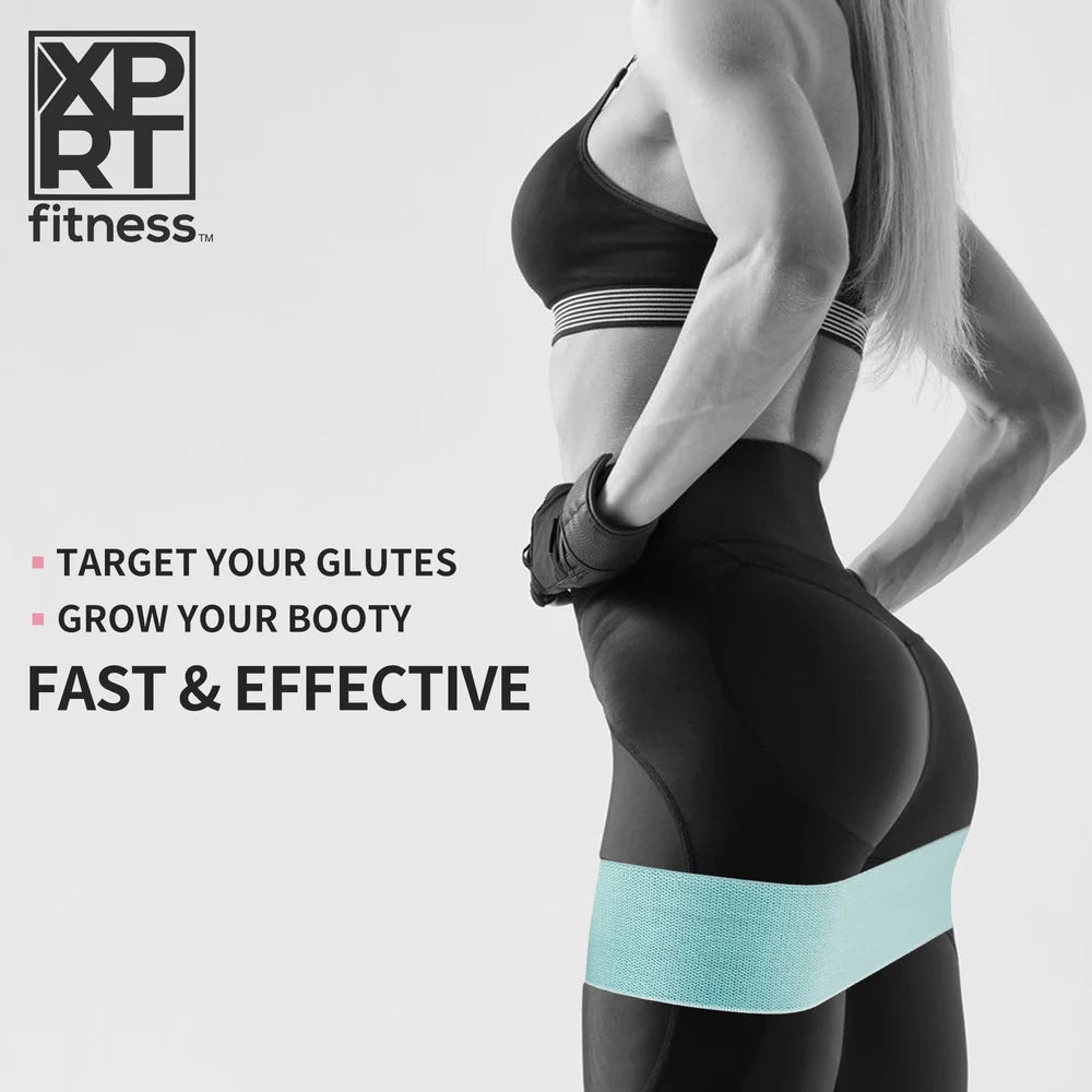Resistance Bands Set of 3 Anti-Slip Booty Exercise Bands Legs and Hips Non-Rolling Fitness Equipment with Carry Pouch