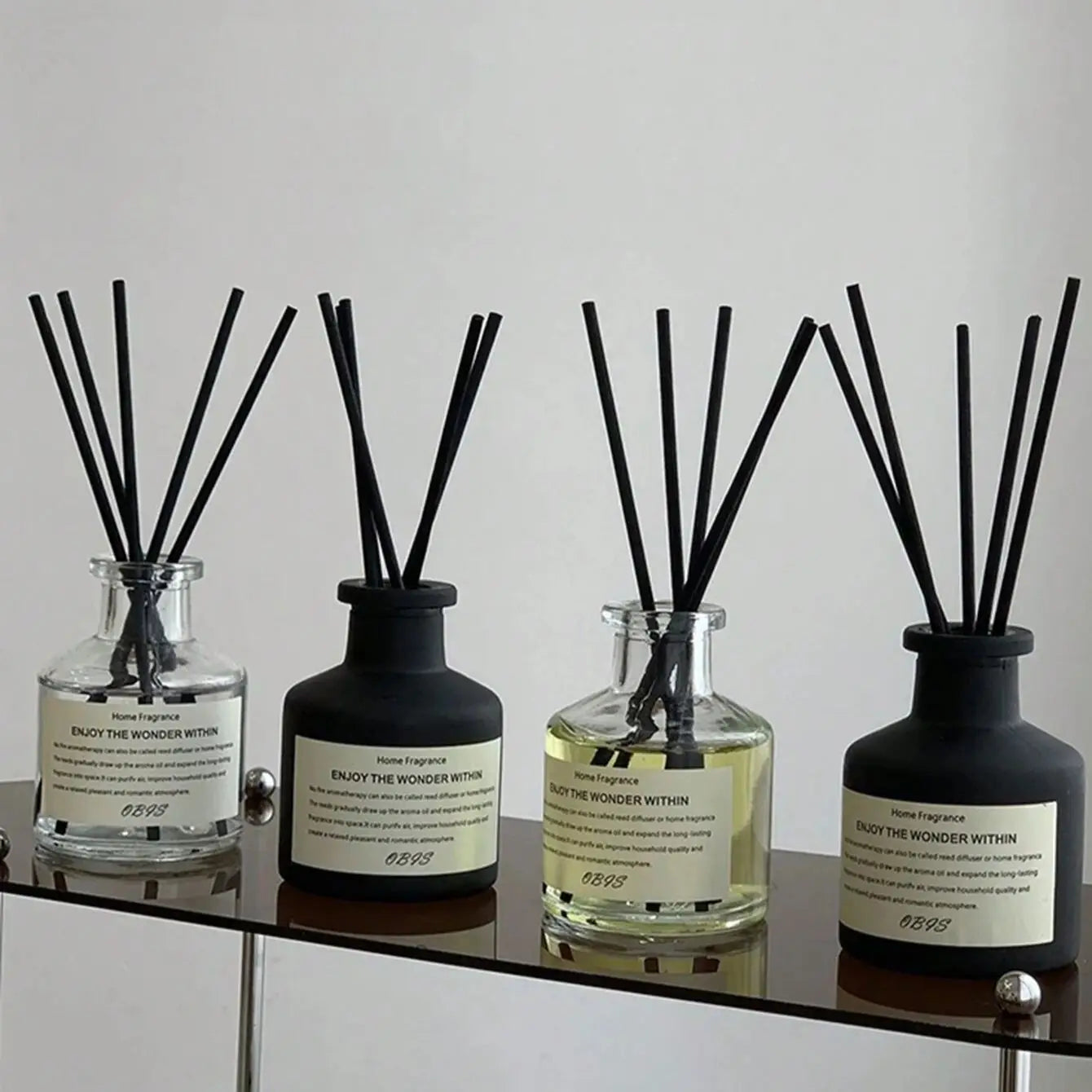 50ml Flameless Home Fragrance Room Flameless Freesia Jasmine Fragrance Oil with Reed Diffuser Stick Home Room Air Freshener Deco