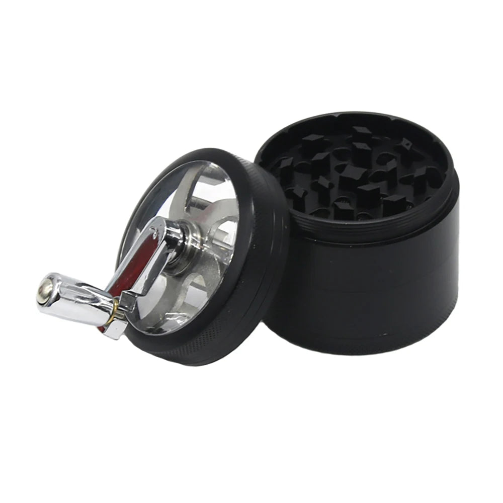 55mm Herb Grinder Hand-cranked Tobacco Crusher Durable Zinc Alloy Spice Mills with Sharp Razor for Smoker Smoking Accessories