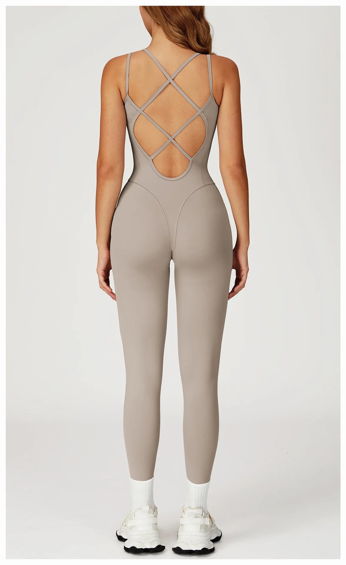 Fitness Jumpsuit Gym Workout Playsuit Sexy Cross Back Strap Sports Bodysuits Backless Romper Women Running One Piece Yoga Suit