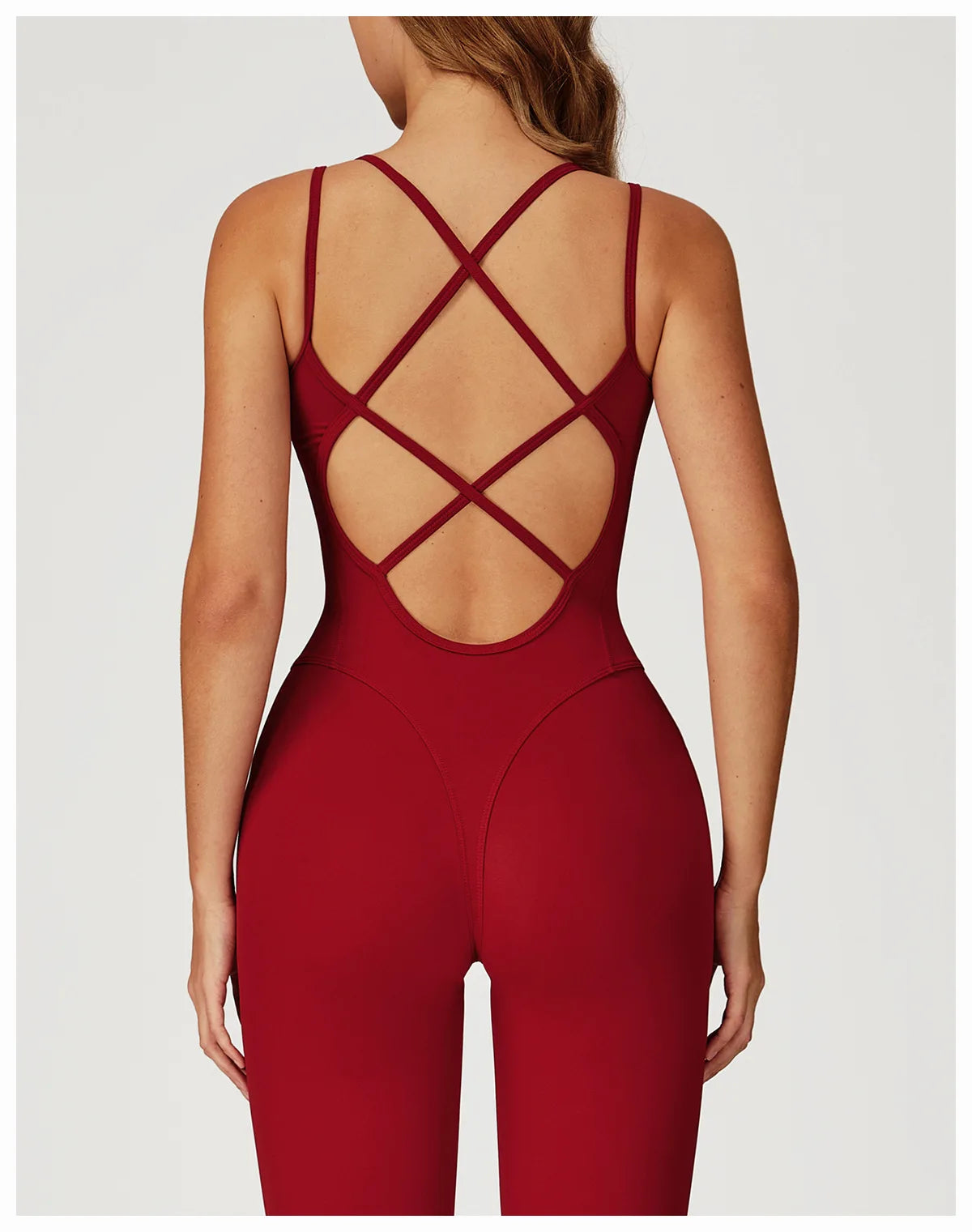 Fitness Jumpsuit Gym Workout Playsuit Sexy Cross Back Strap Sports Bodysuits Backless Romper Women Running One Piece Yoga Suit