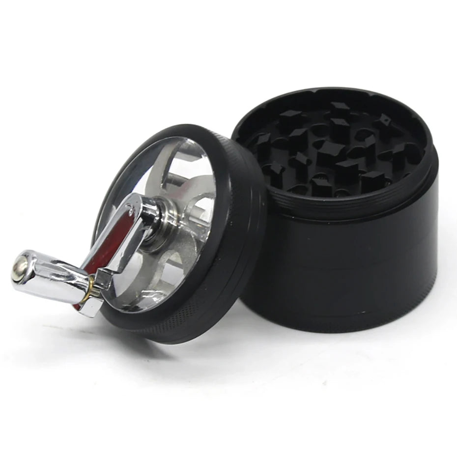 55mm Herb Grinder Hand-cranked Tobacco Crusher Durable Zinc Alloy Spice Mills with Sharp Razor for Smoker Smoking Accessories