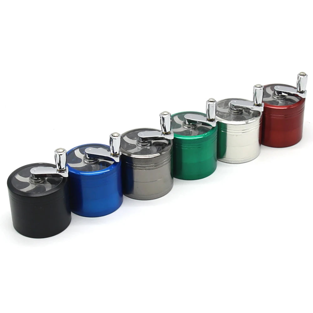55mm Herb Grinder Hand-cranked Tobacco Crusher Durable Zinc Alloy Spice Mills with Sharp Razor for Smoker Smoking Accessories