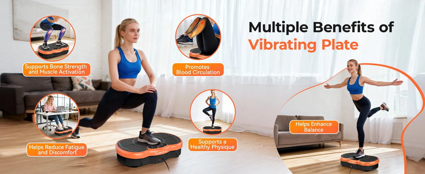 Vibration Plate Exercise Machine Bluetooth Calorie Tracking 120 Speed Levels Remote Control Whole Body Fitness Platform for Home