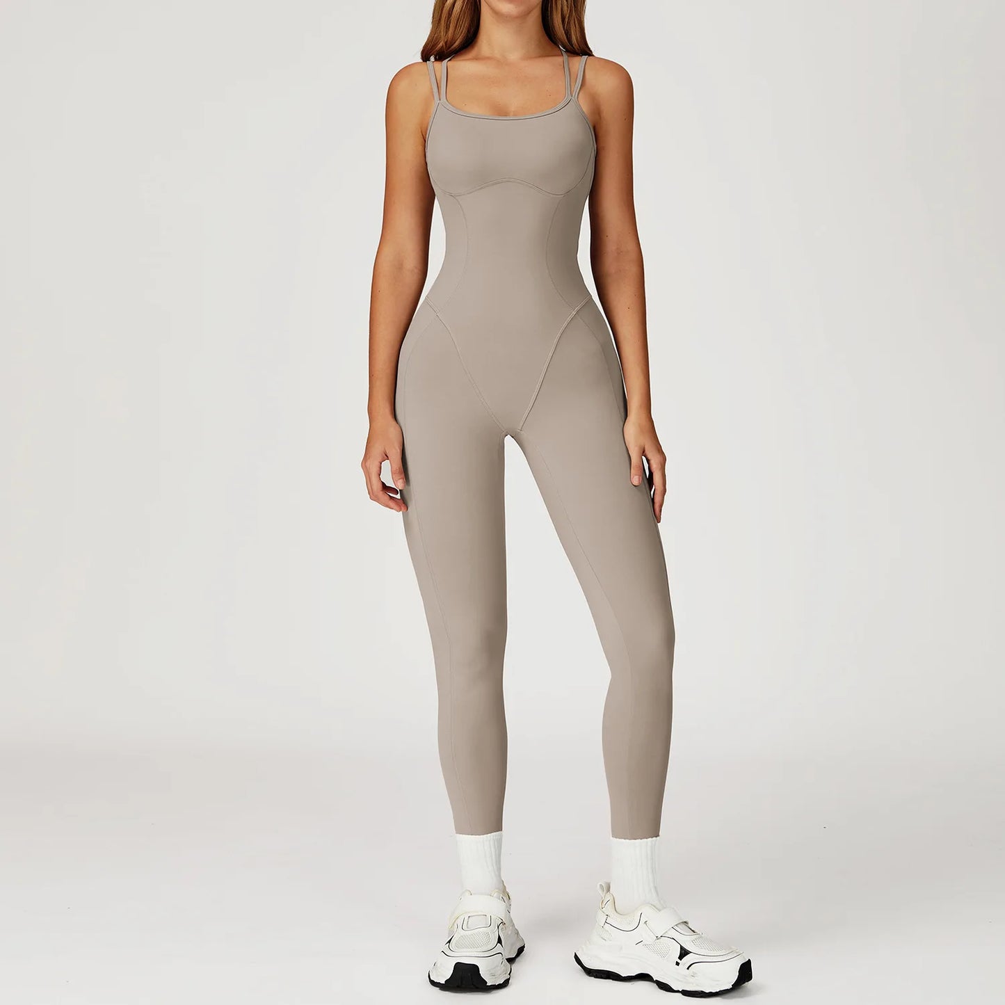 Fitness Jumpsuit Gym Workout Playsuit Sexy Cross Back Strap Sports Bodysuits Backless Romper Women Running One Piece Yoga Suit