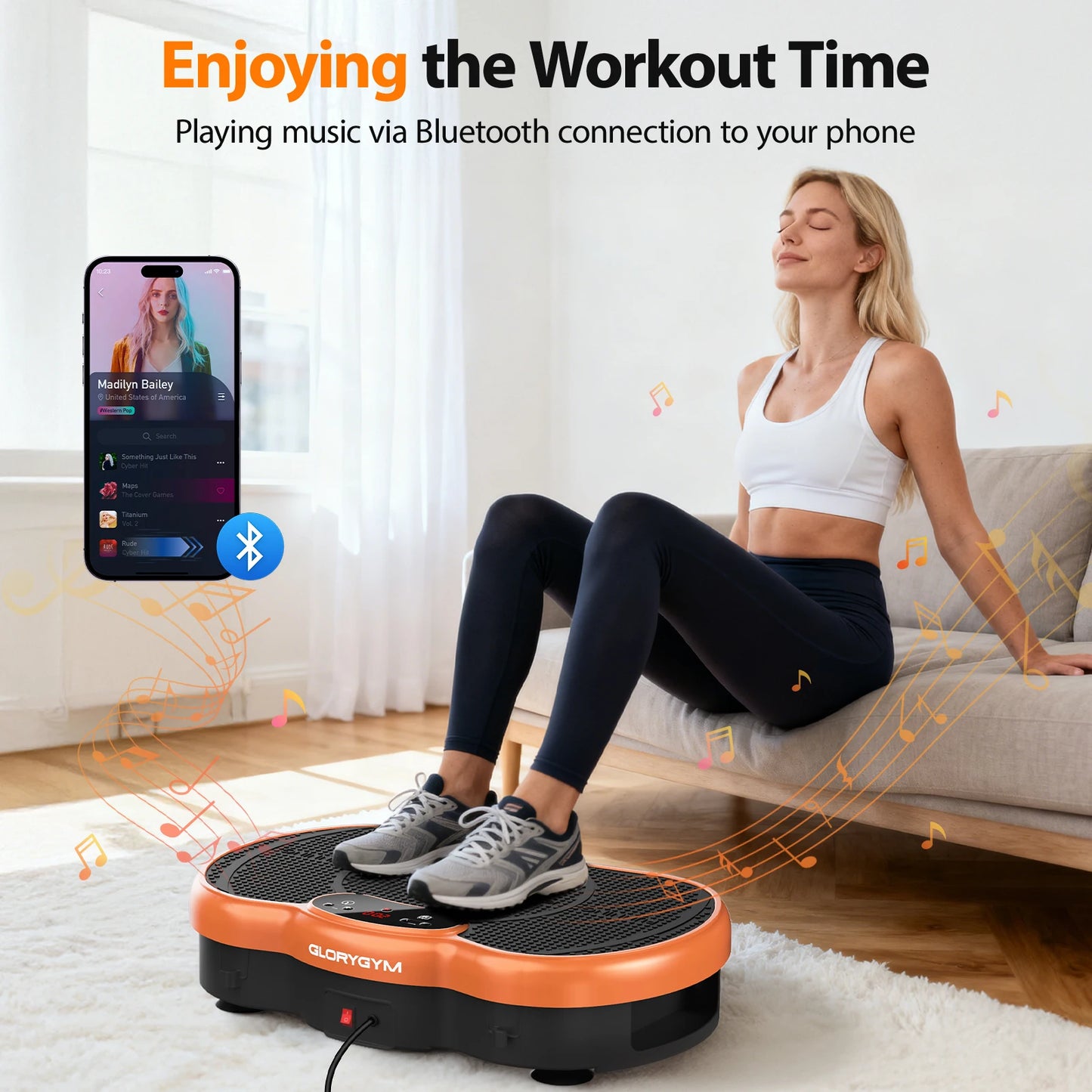 Vibration Plate Exercise Machine Bluetooth Calorie Tracking 120 Speed Levels Remote Control Whole Body Fitness Platform for Home