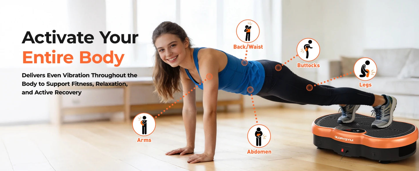 Vibration Plate Exercise Machine Bluetooth Calorie Tracking 120 Speed Levels Remote Control Whole Body Fitness Platform for Home