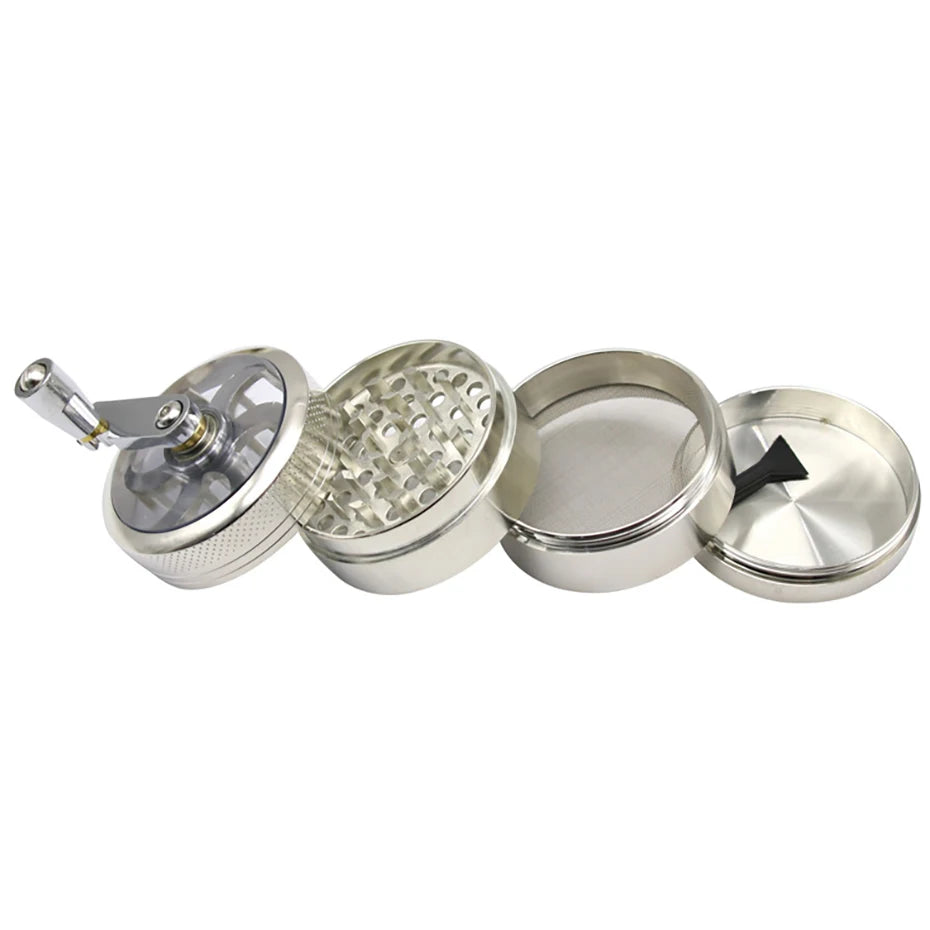 55mm Herb Grinder Hand-cranked Tobacco Crusher Durable Zinc Alloy Spice Mills with Sharp Razor for Smoker Smoking Accessories