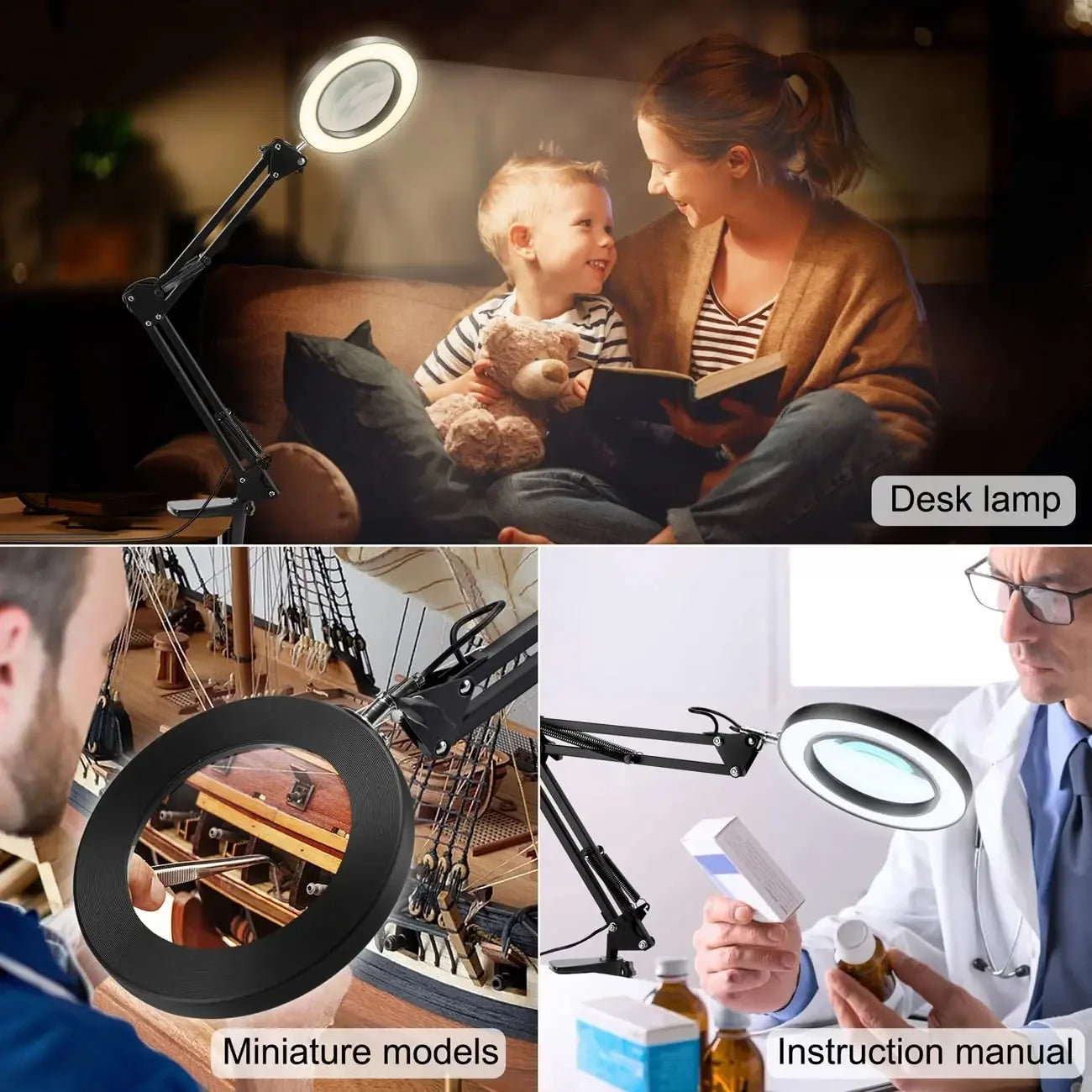 5X Illuminated Magnifier USB 3 Colors 72 LED Magnifying Glass for Soldering Iron Repair/Table Lamp/Reading Skincare Beauty Tool