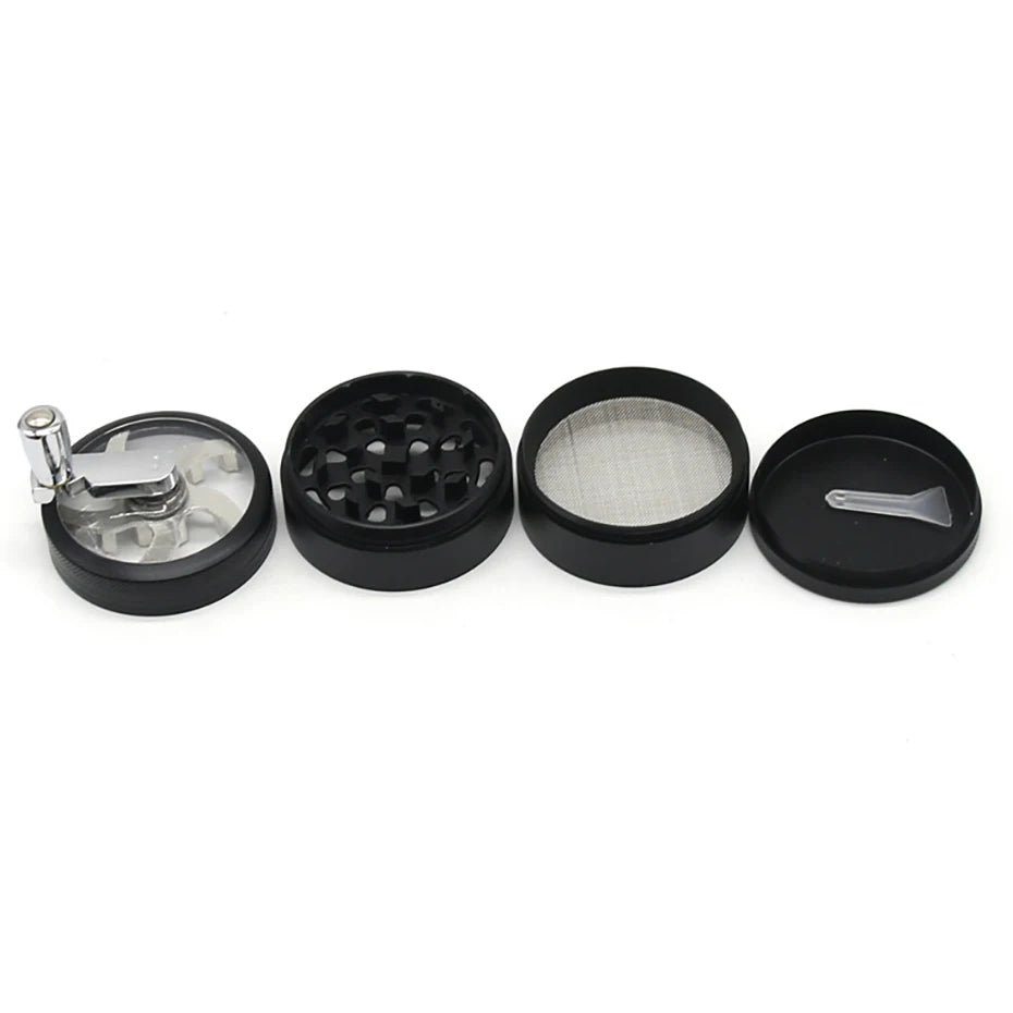 55mm Herb Grinder Hand-cranked Tobacco Crusher Durable Zinc Alloy Spice Mills with Sharp Razor for Smoker Smoking Accessories