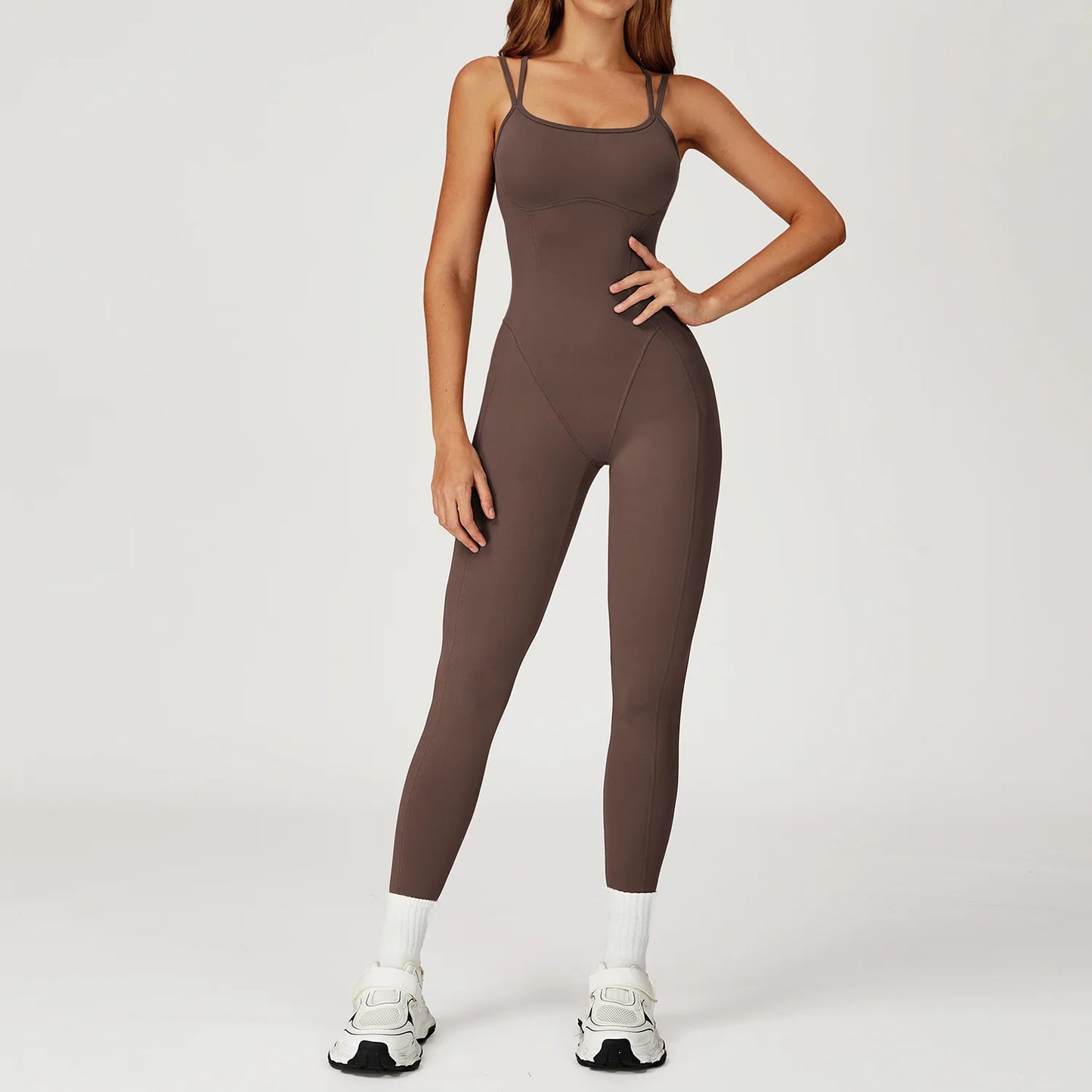 Fitness Jumpsuit Gym Workout Playsuit Sexy Cross Back Strap Sports Bodysuits Backless Romper Women Running One Piece Yoga Suit