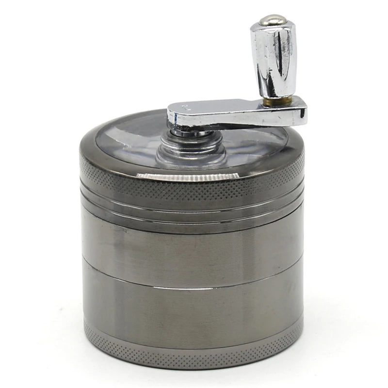 55mm Herb Grinder Hand-cranked Tobacco Crusher Durable Zinc Alloy Spice Mills with Sharp Razor for Smoker Smoking Accessories