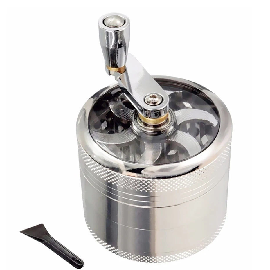 55mm Herb Grinder Hand-cranked Tobacco Crusher Durable Zinc Alloy Spice Mills with Sharp Razor for Smoker Smoking Accessories