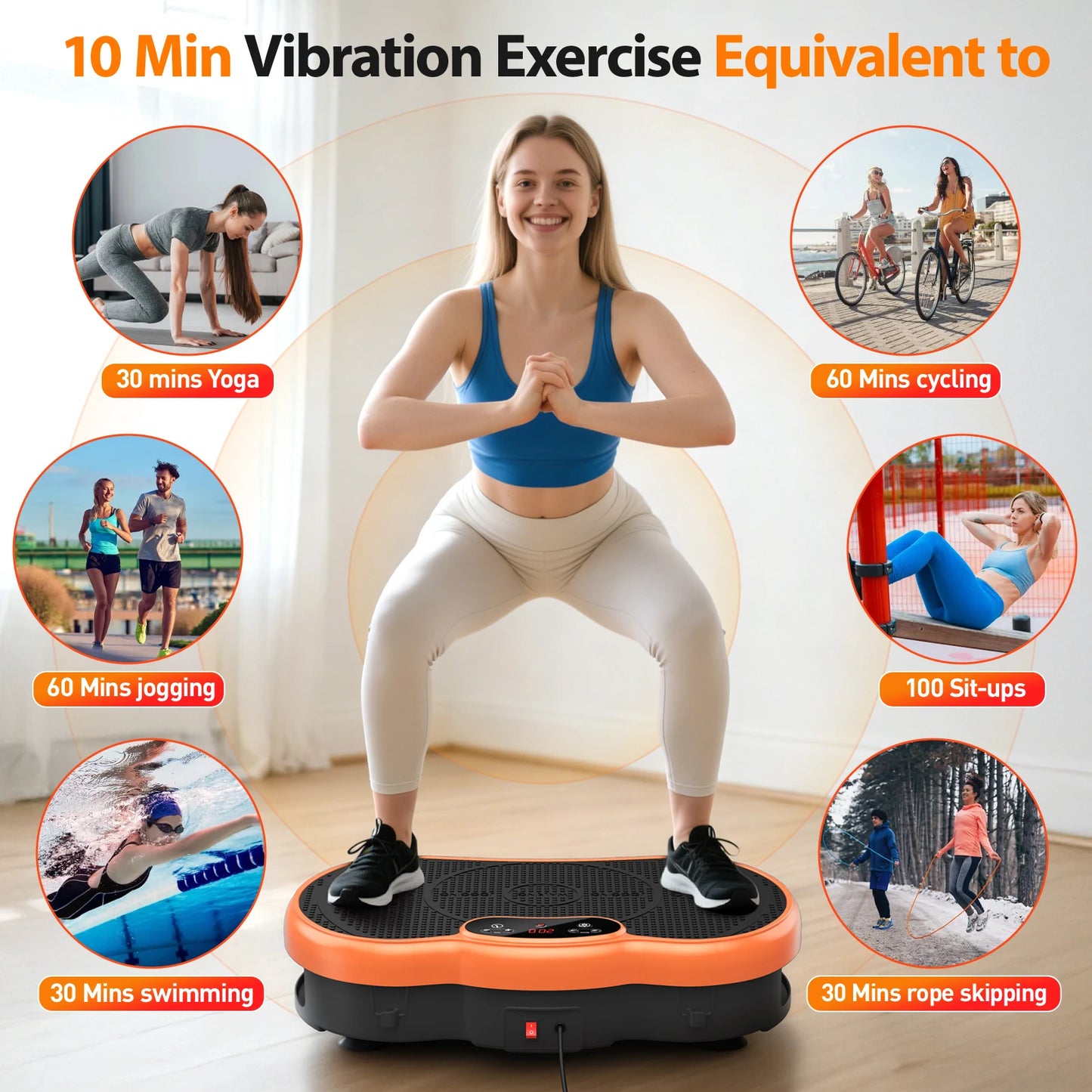 Vibration Plate Exercise Machine Bluetooth Calorie Tracking 120 Speed Levels Remote Control Whole Body Fitness Platform for Home
