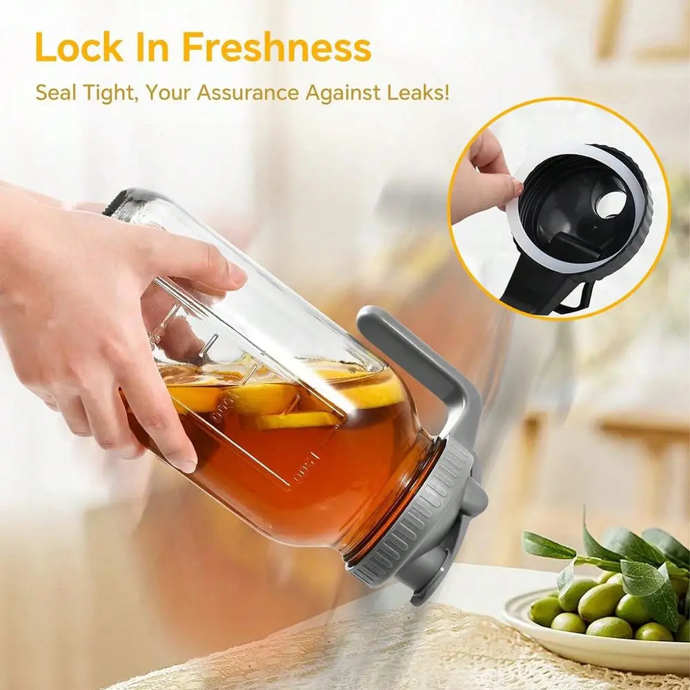 Thickened Glass Cold Water Pitcher Black Grey, 64oz Mason Cold Brew Bottle 2Pack, With Capacity Scale, Summer Beverage Dispense