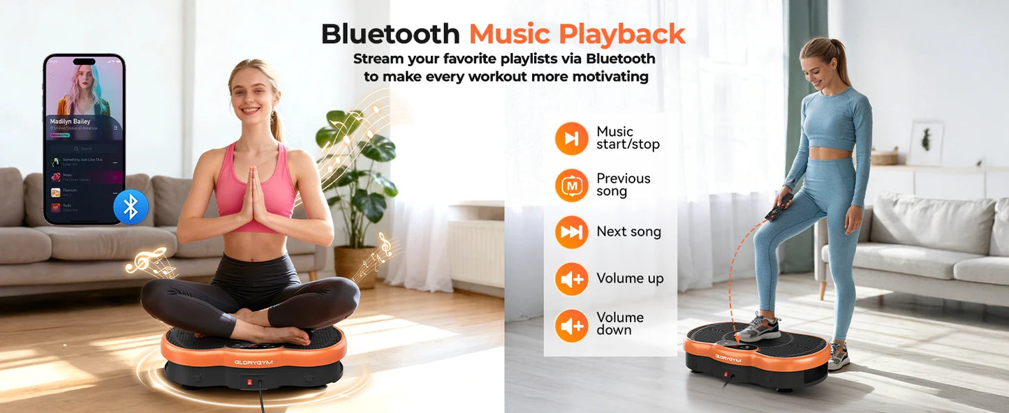 Vibration Plate Exercise Machine Bluetooth Calorie Tracking 120 Speed Levels Remote Control Whole Body Fitness Platform for Home