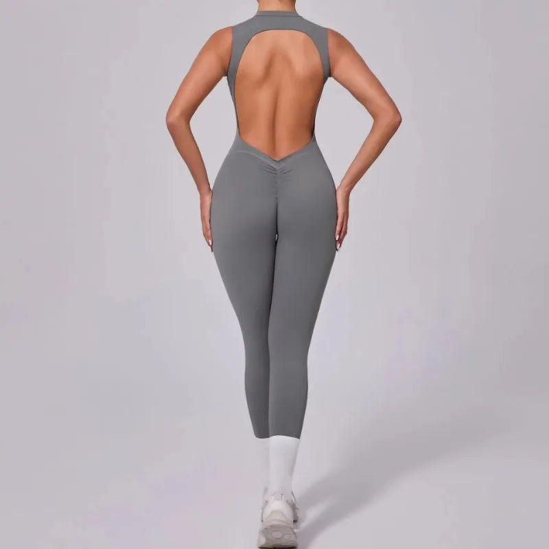 Women's High Elasticity Sports Jumpsuit Yoga Set Fitness Combination Lift Buttocks Bare Back Gym Sexy Romper for Active Women