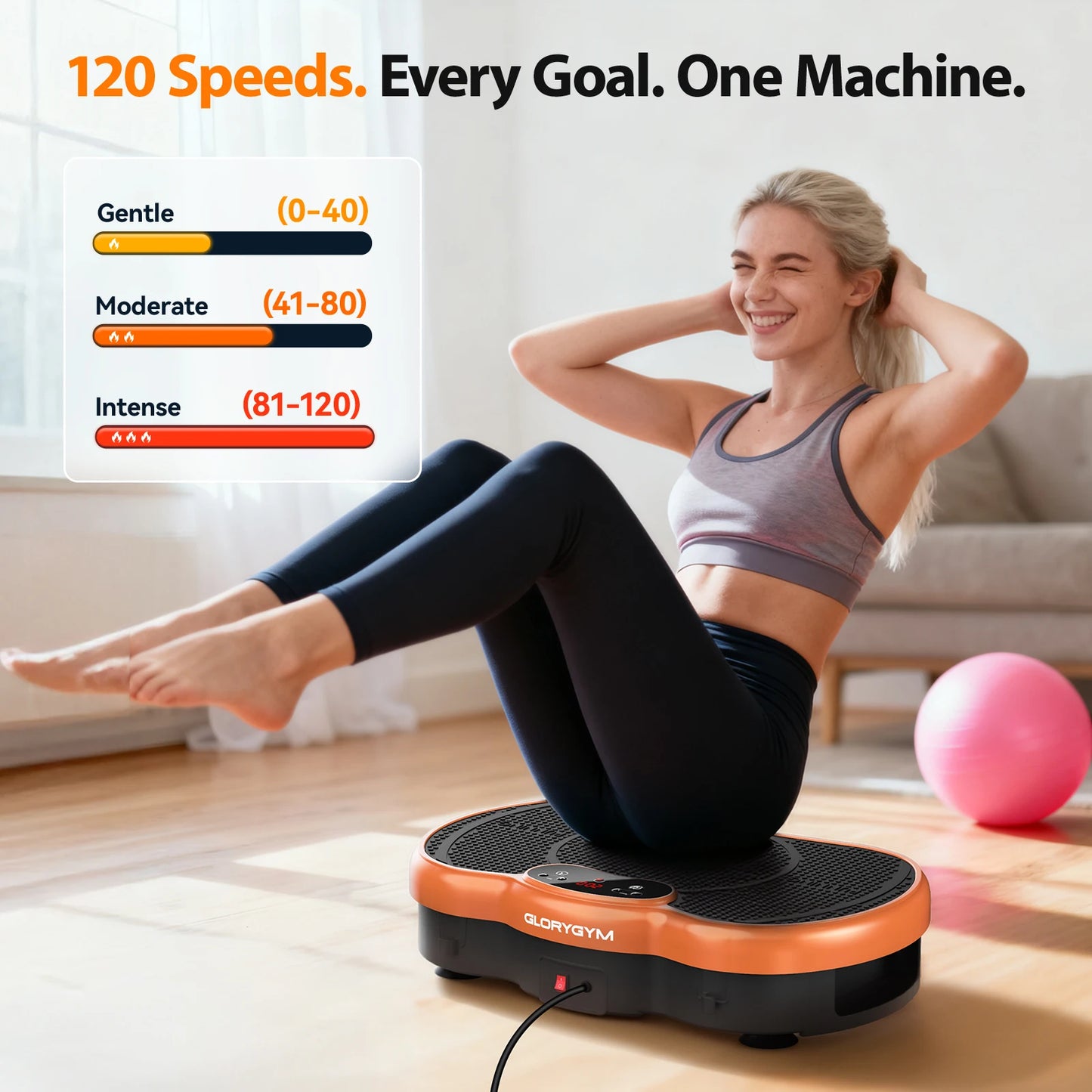 Vibration Plate Exercise Machine Bluetooth Calorie Tracking 120 Speed Levels Remote Control Whole Body Fitness Platform for Home